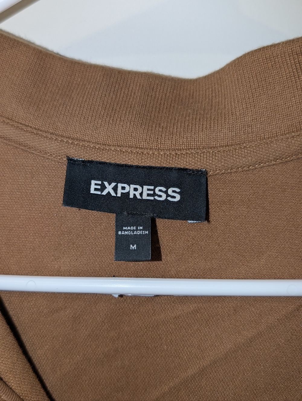 Tan Zipper Mens Short Sleeve Casual Shirt Preppy Stripes - Picture 3 of 4